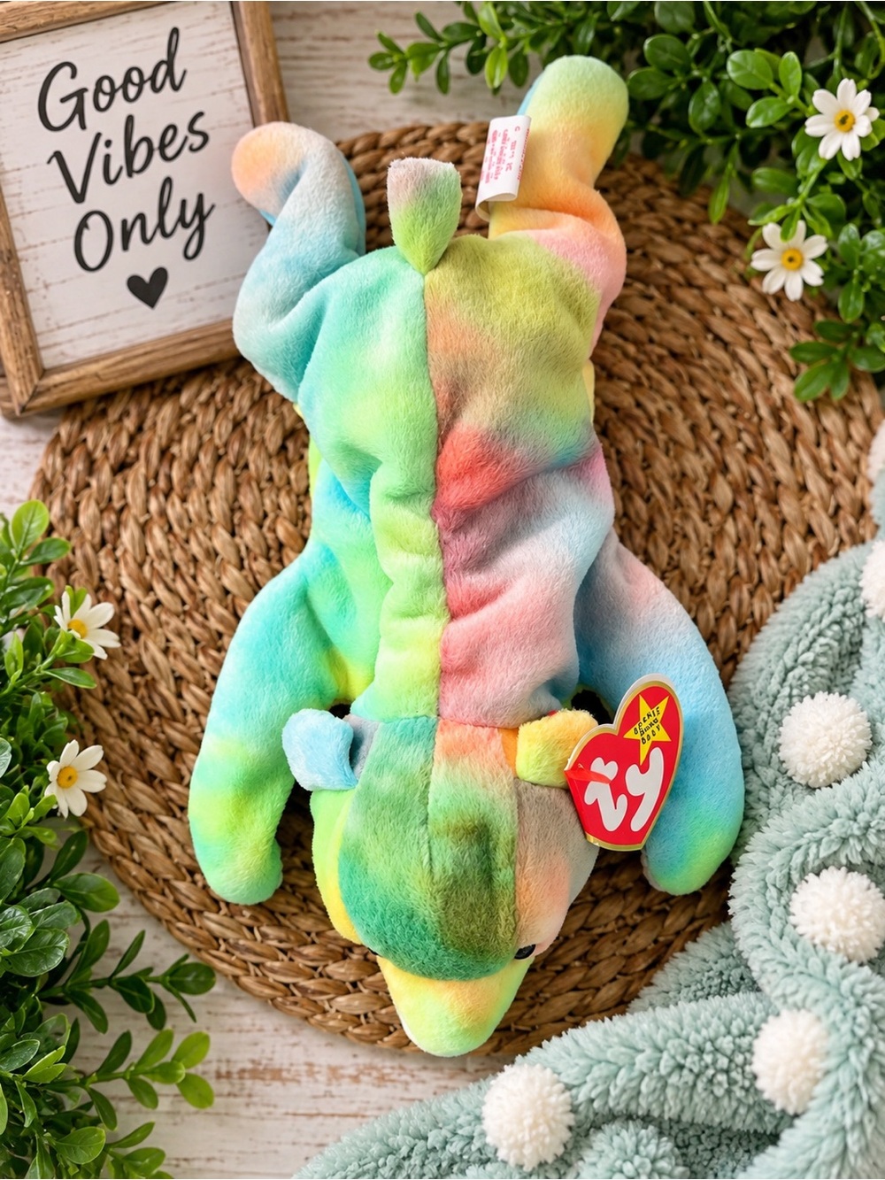 Ty Beanie Baby Sammy Chameleon 1998 Tie Dye Plush Original Tags PE Pellets